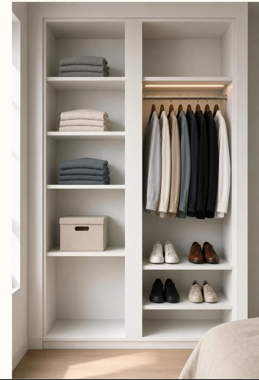 Closet Minimalista con Estanterías Ajustables en Bogotá
