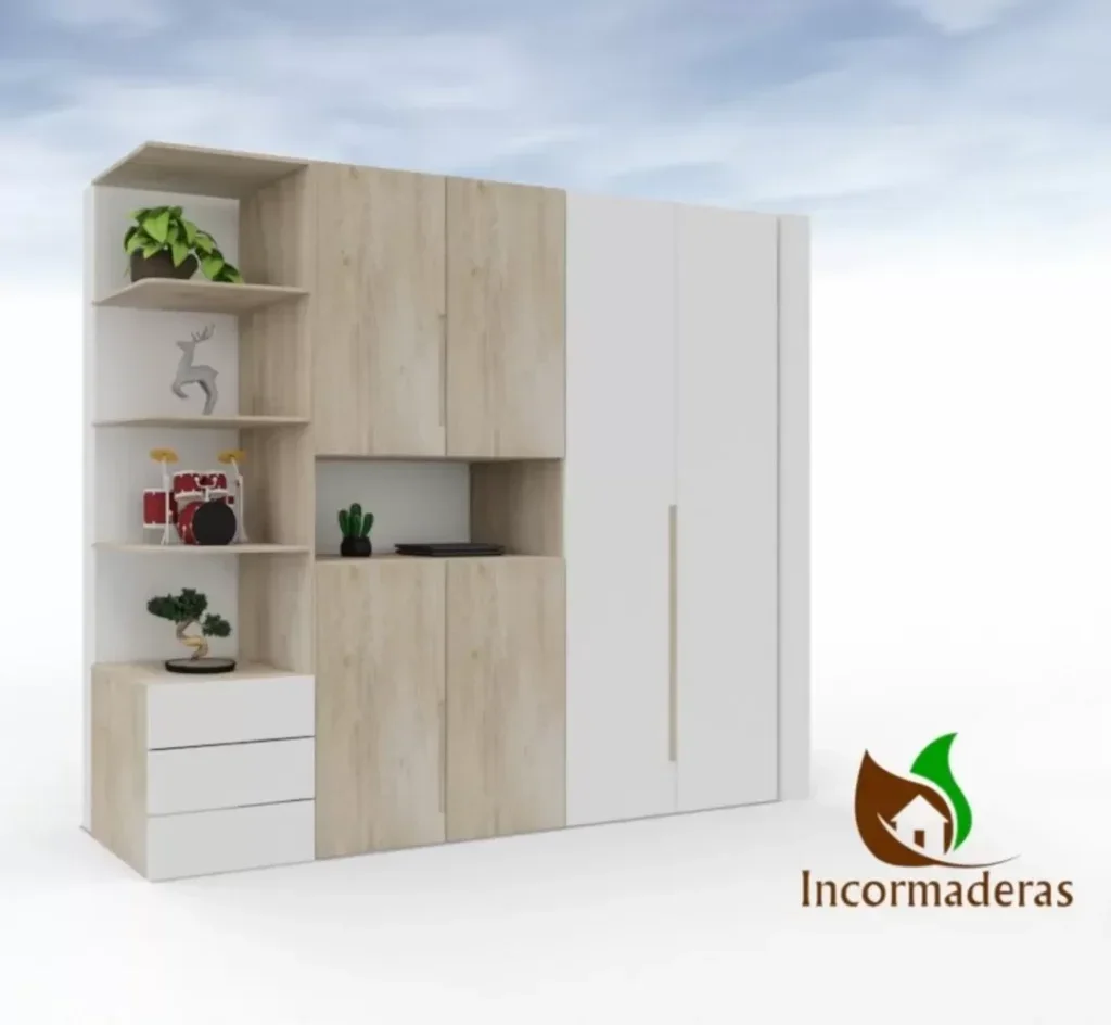 Closet Alto para Sala 3 Divisiones Blanco Mate