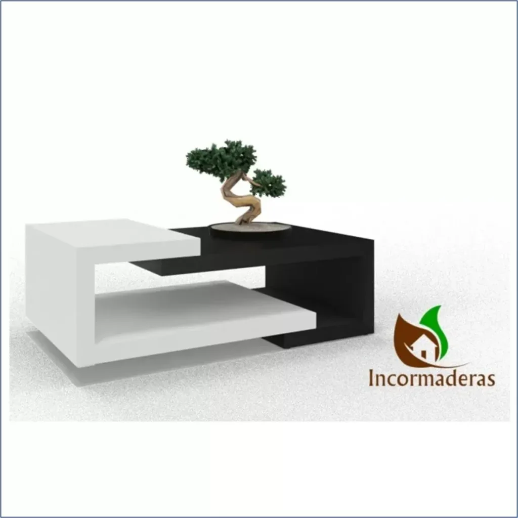 Mesa de Centro Moderna Minimalista Blanca y Negra Bogotá