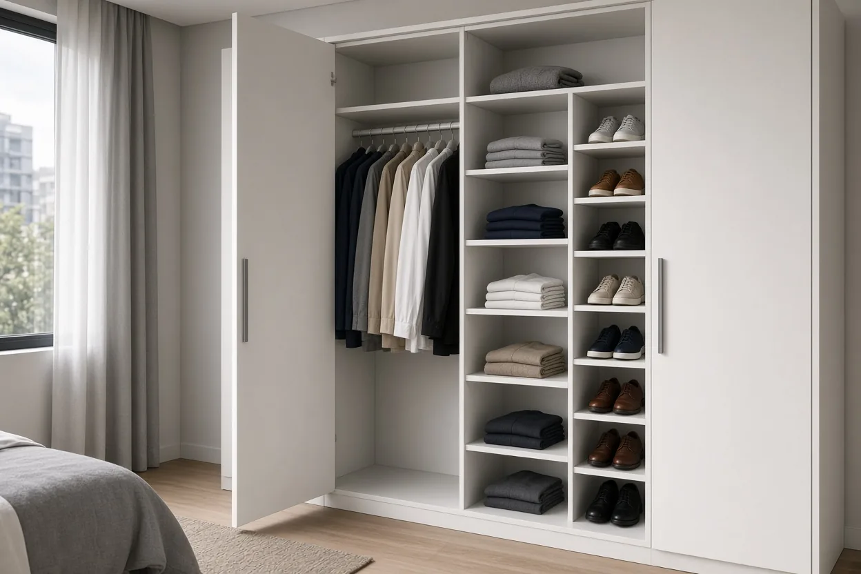 Armario de Elegancia Minimalista con Zapatero a la Vista