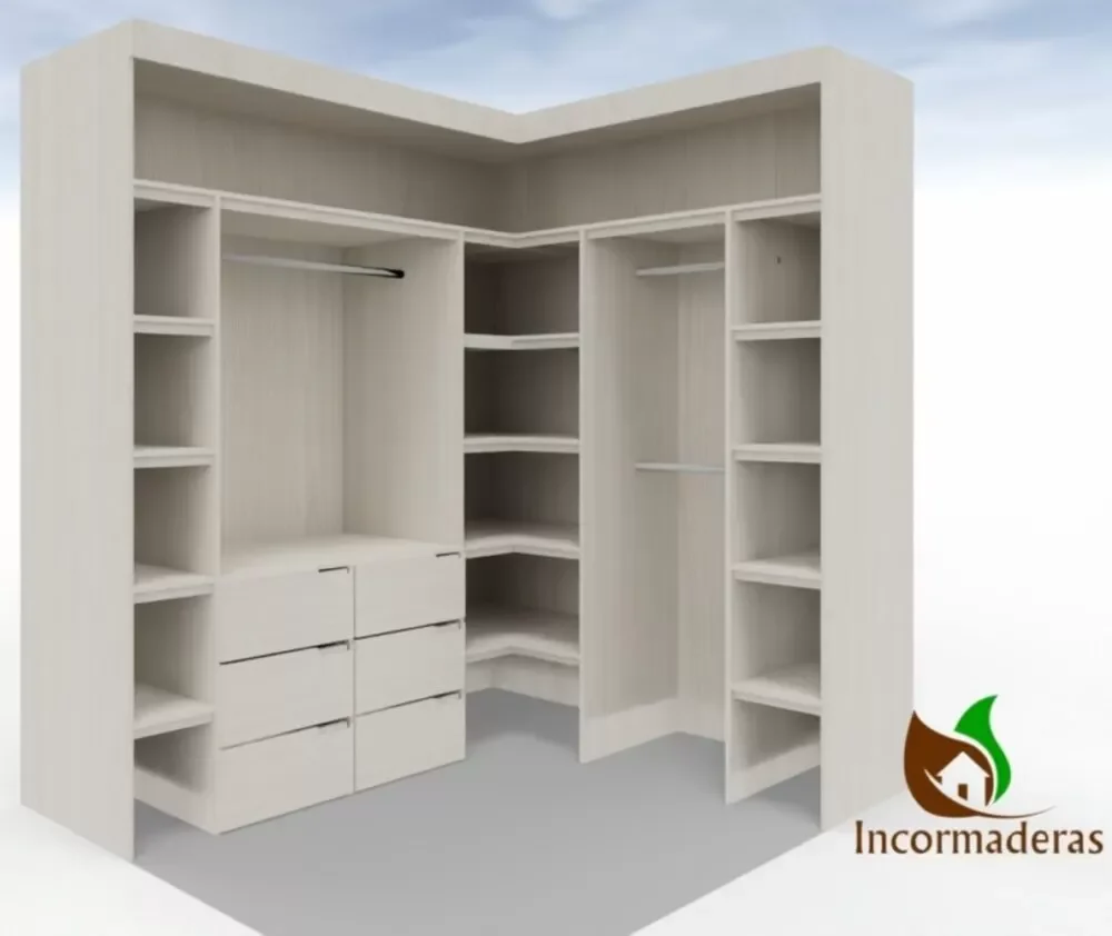 Closet en L moderno alto para almacenamiento Bogota