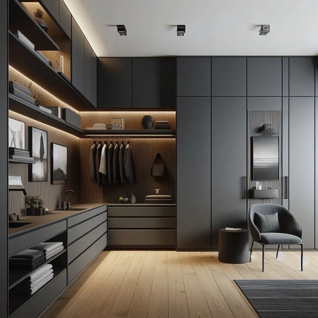 Closet premium en tonalidad oscura