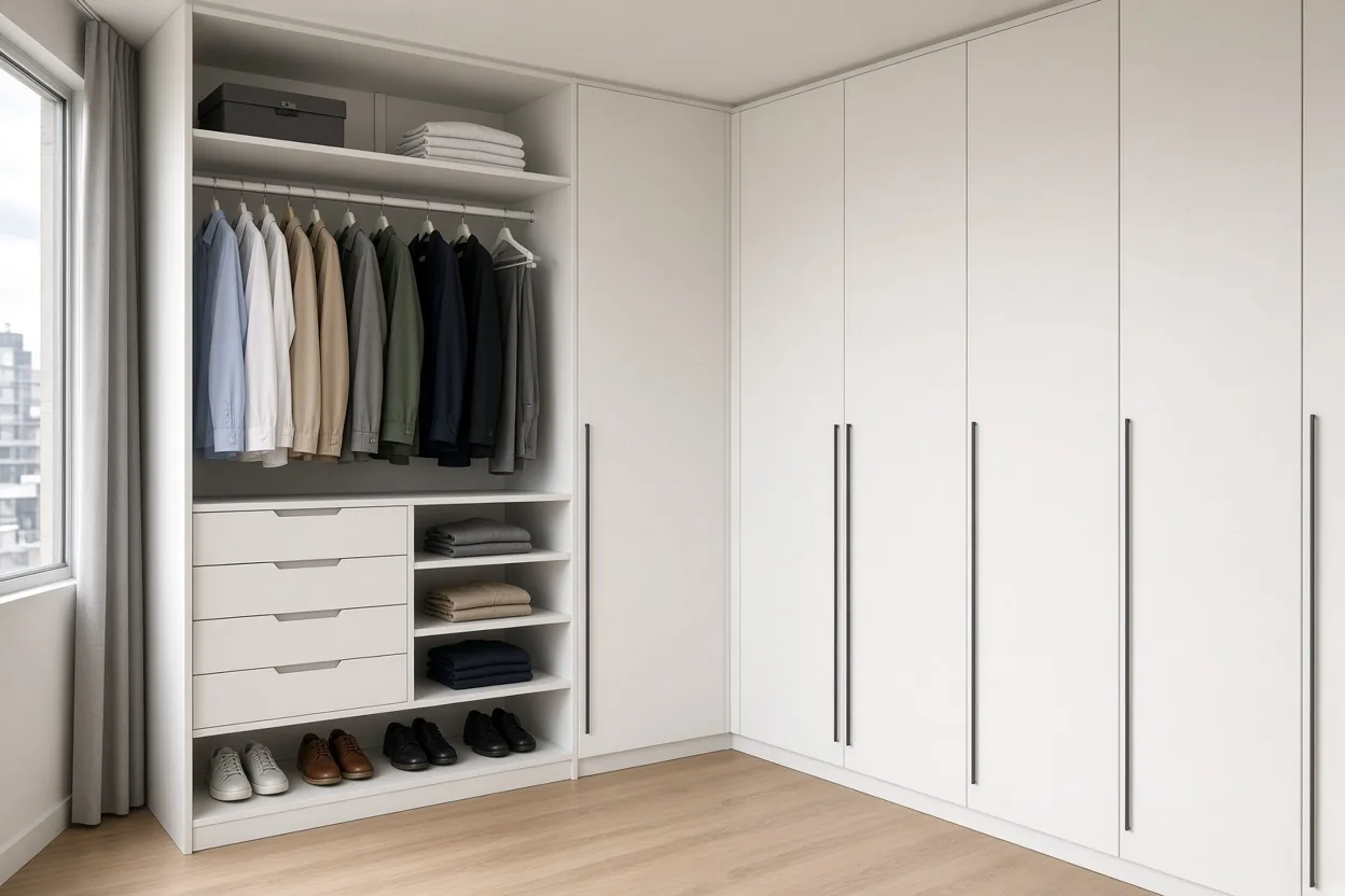 Closet en L moderno alto para almacenamiento Bogotá