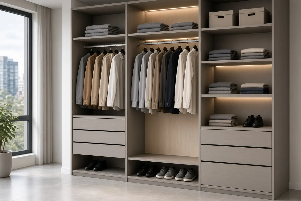 Closet moderno con iluminación interior