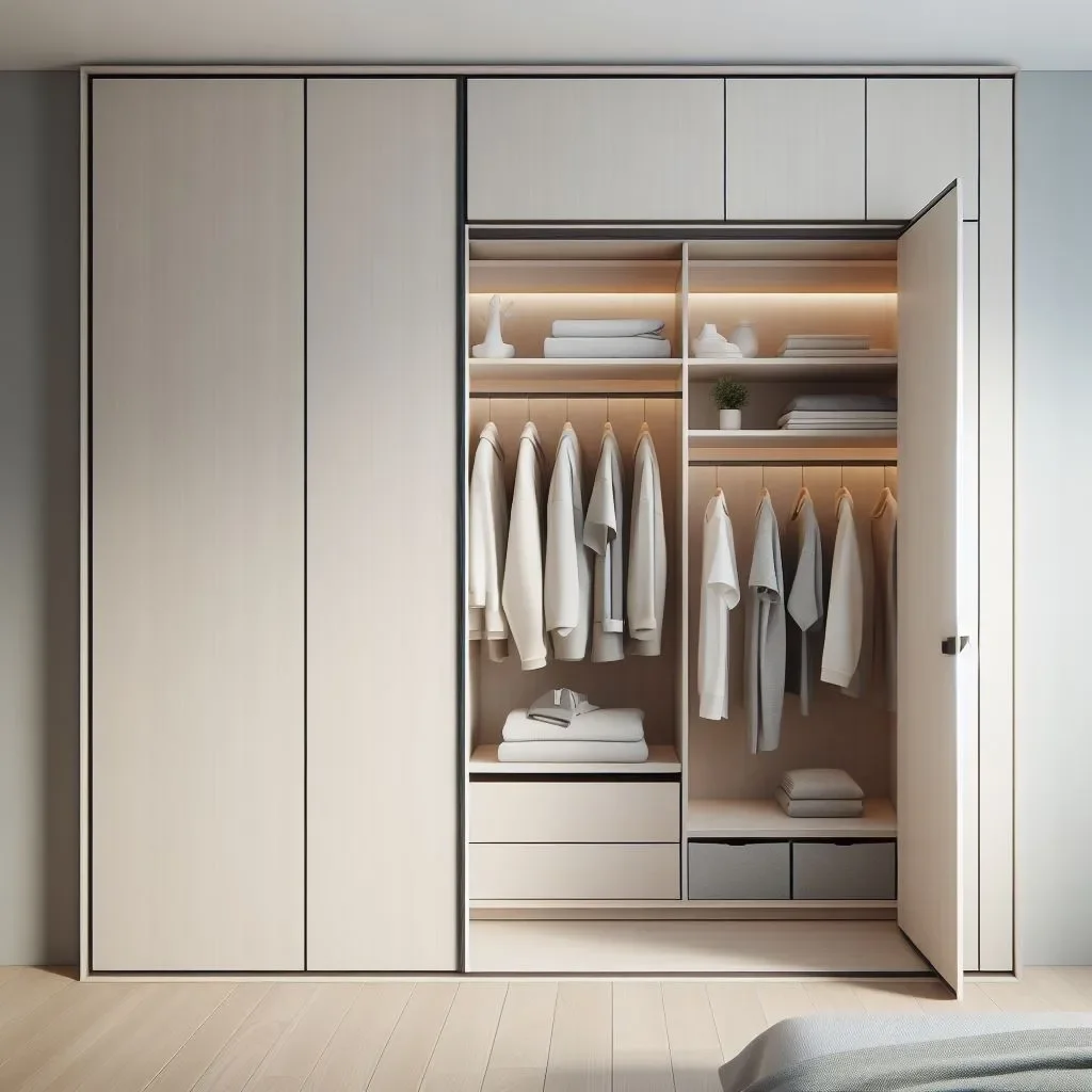 Closet Elegante con Acabado en Madera Clara