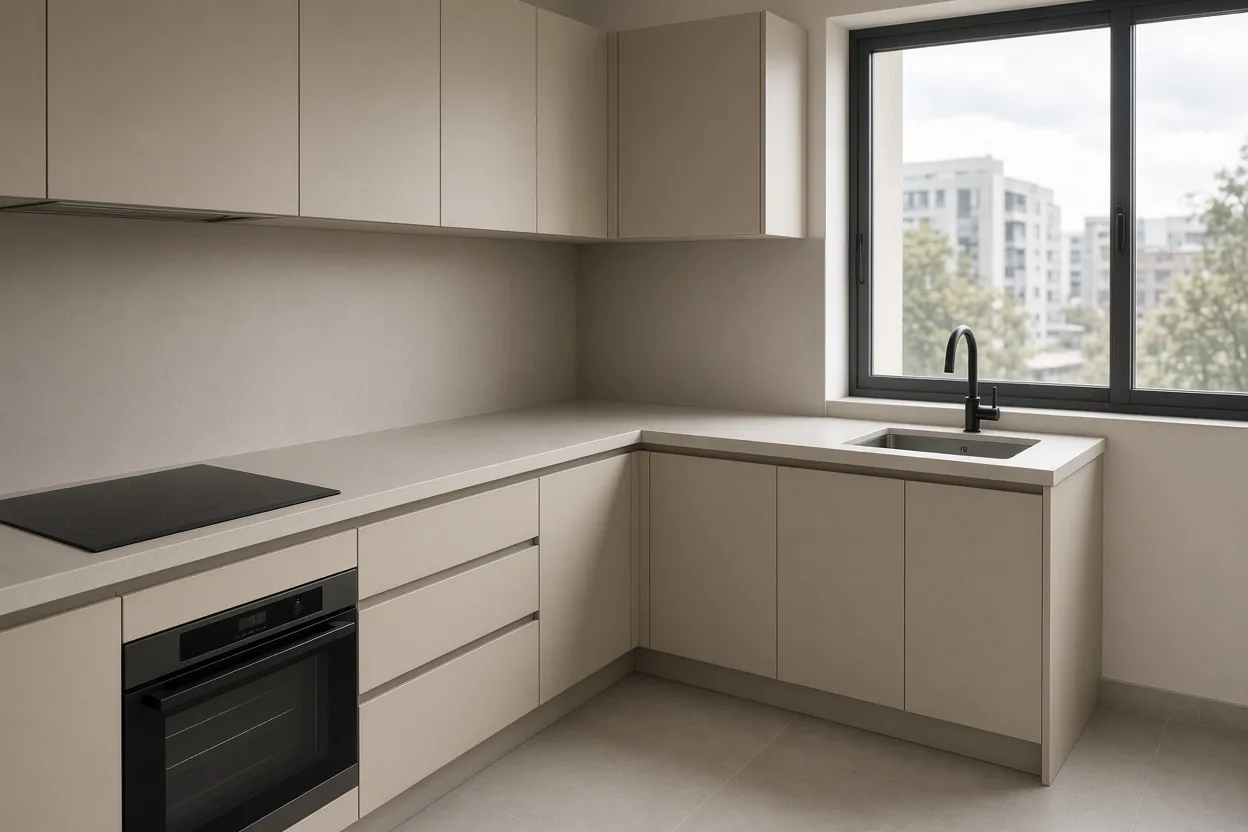 Cocina Integral en L Beige Diseño Exclusivo Bogotá