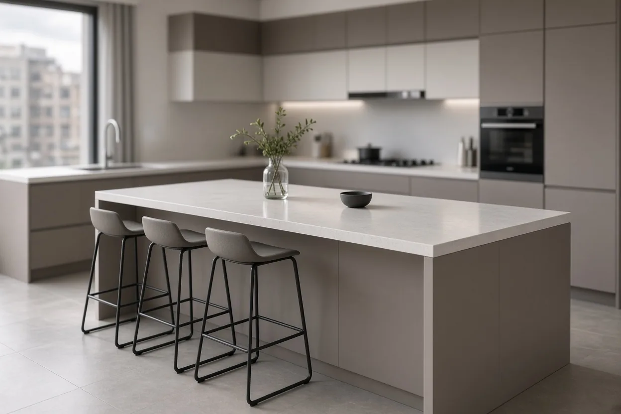 Cocina Integral en L con Isla Central Moderna Bogotá