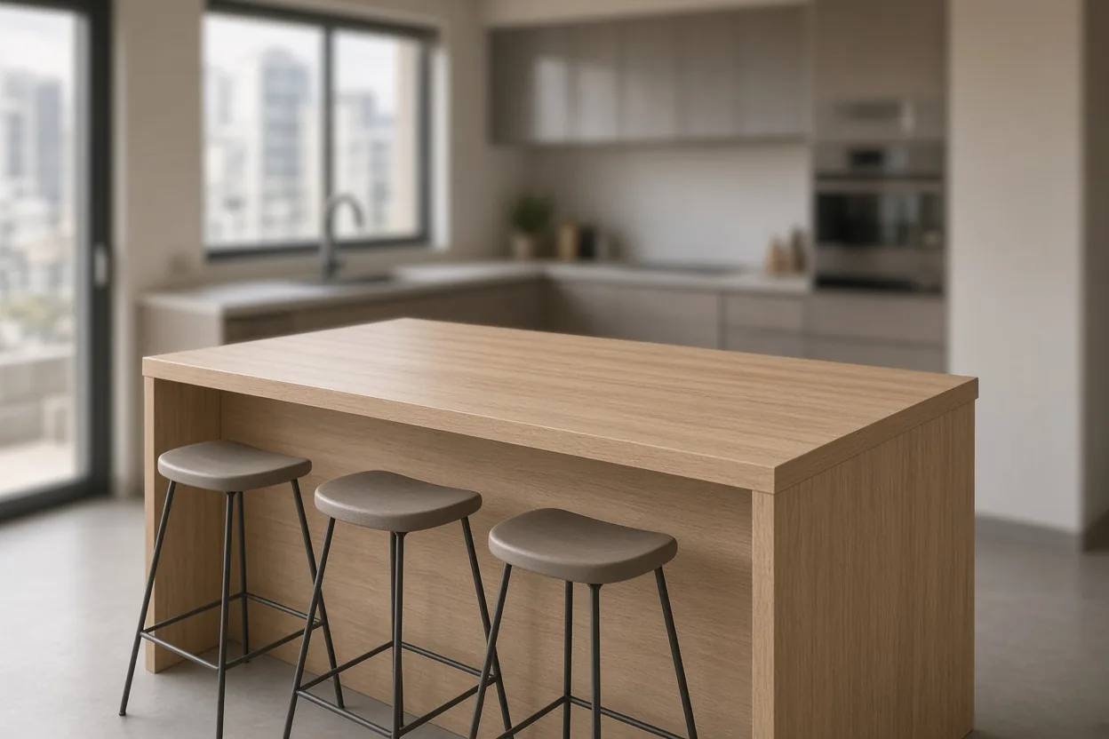 Cocina integral sencilla con isla en Bogotá