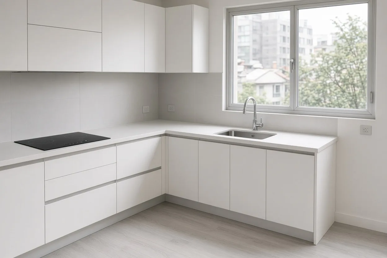 Cocina Integral Sencilla en L Blanca Mate Bogotá