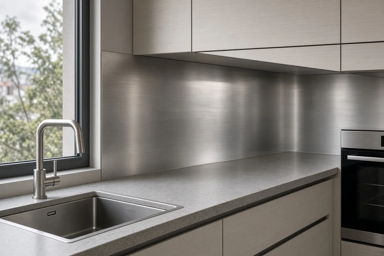 Detalle de cocina integral con acabados y acero