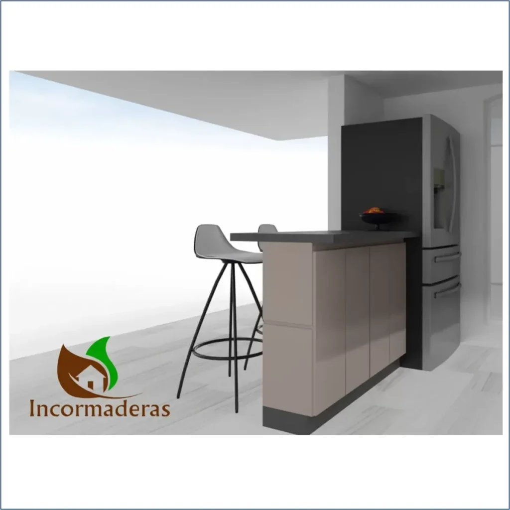 Isla de cocina pequeña con almacenamiento y comedor auxiliar