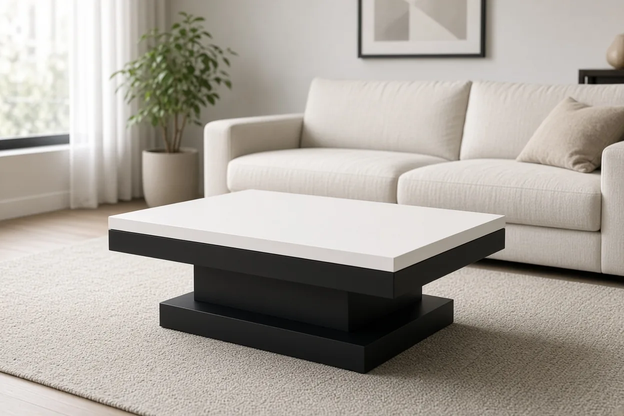 Mesa de Centro Moderna Minimalista Blanca y Negra Bogotá