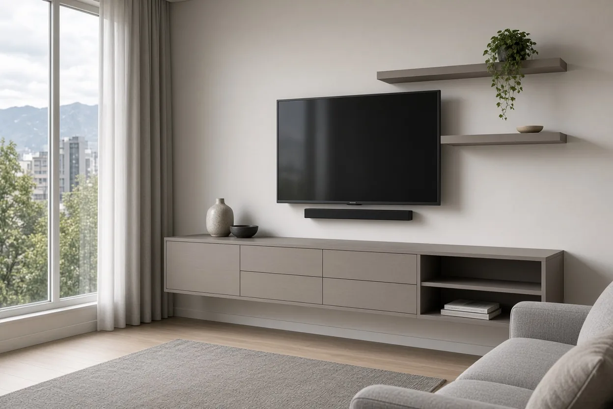 Sala de estar con mueble de TV